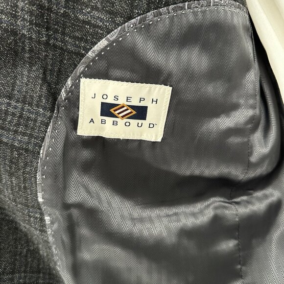 JOSEPH ABBOUD signature jacket blazer sport coat plaid wool blend gray 44R - Picture 7 of 10